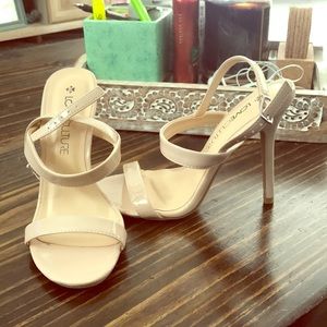 Nude strappy heels